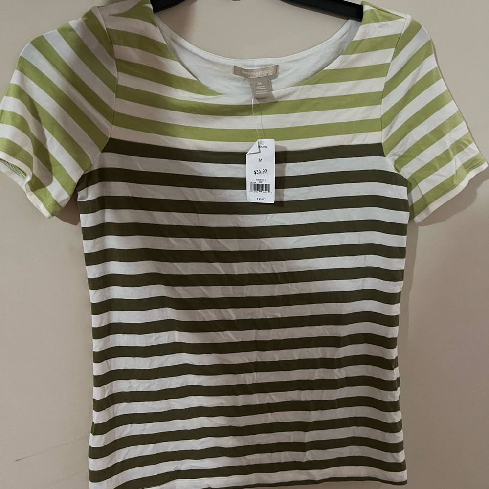 Green Striped Banana Republic Shirt in M